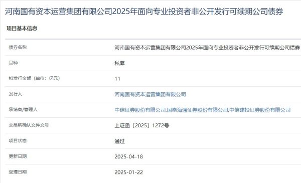沪深策略 河南资本集团拟发行11亿元可续期公司债，获上交所通过